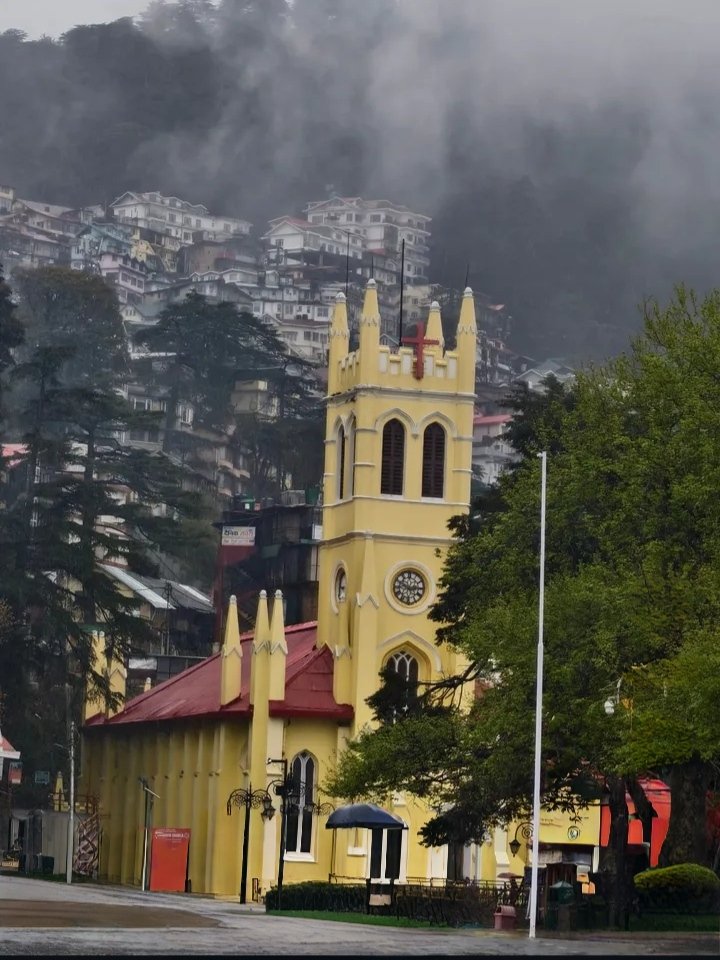 Mall Road Shimla with Christ Church and historic colonial buildings near The Ridge