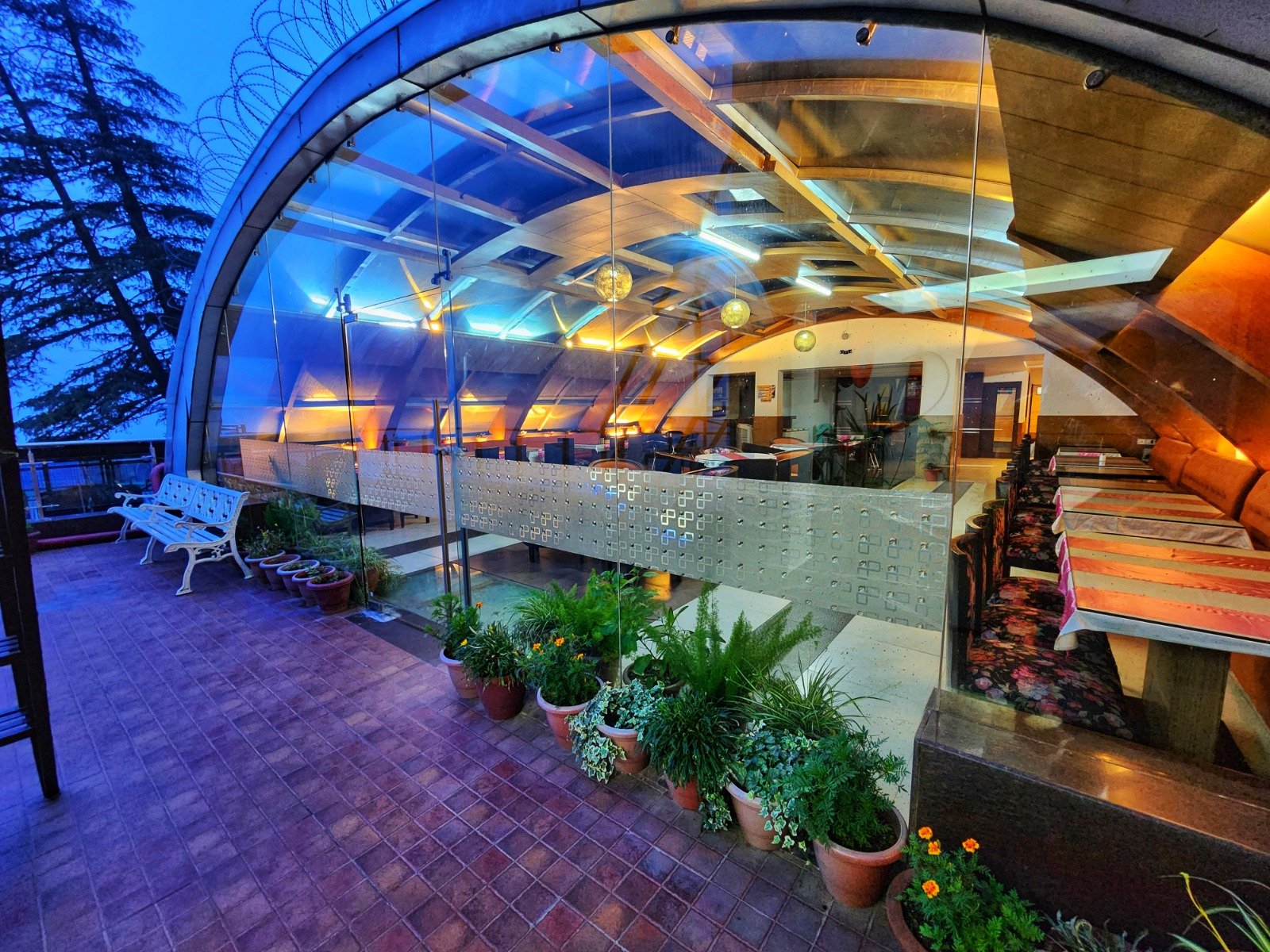 Rooftop dining view at Hotel Surya Shimla