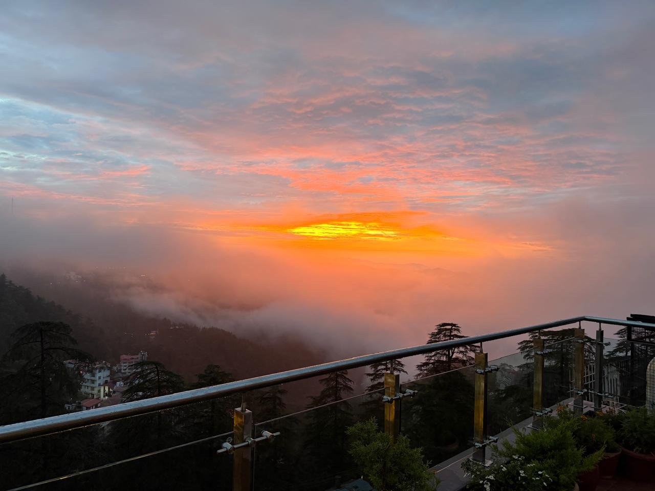 Hotel Surya Shimla rooftop sunset with valley view near Mall Road