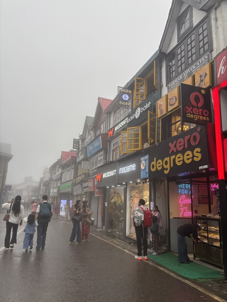 Mall Road Shimla in monsoon weather