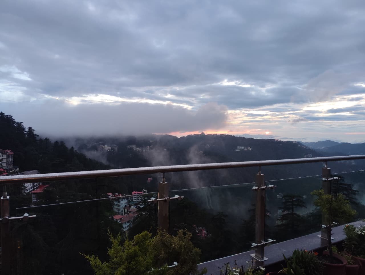 Misty mountains around Shimla during the rainy season