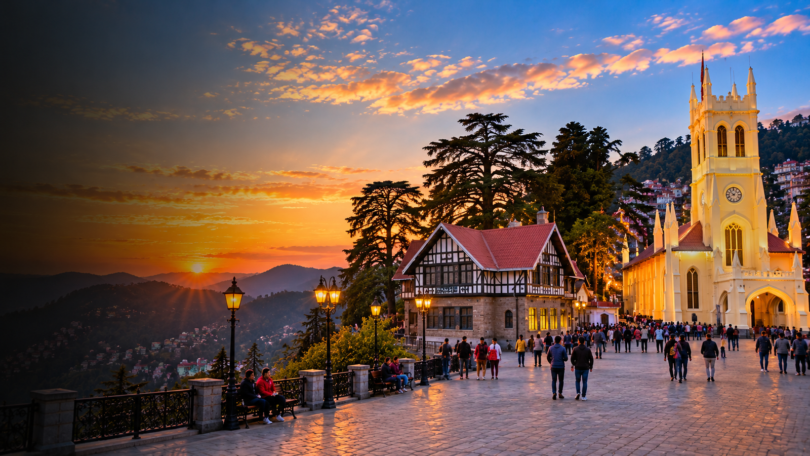 The Ridge and Christ Church in Shimla near Mall Road
